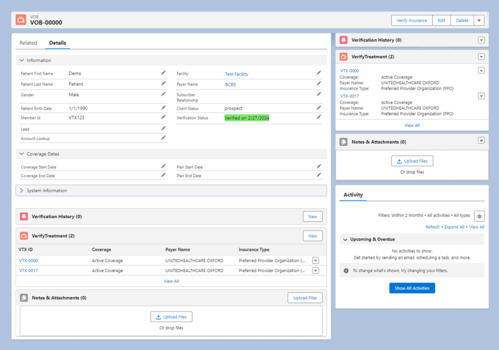 Salesforce VOB Integration